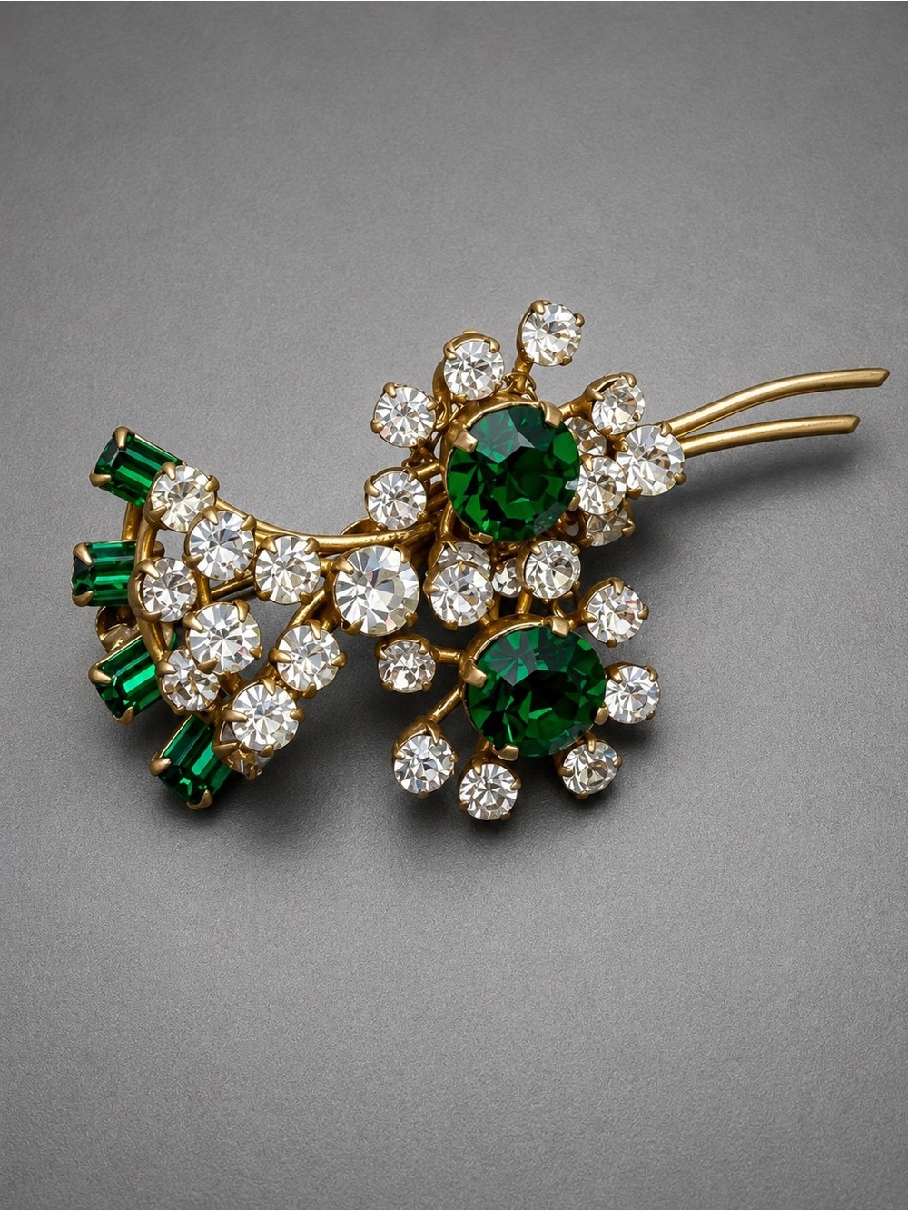 Vintage Austrian Brooch with Safety chain #cz11